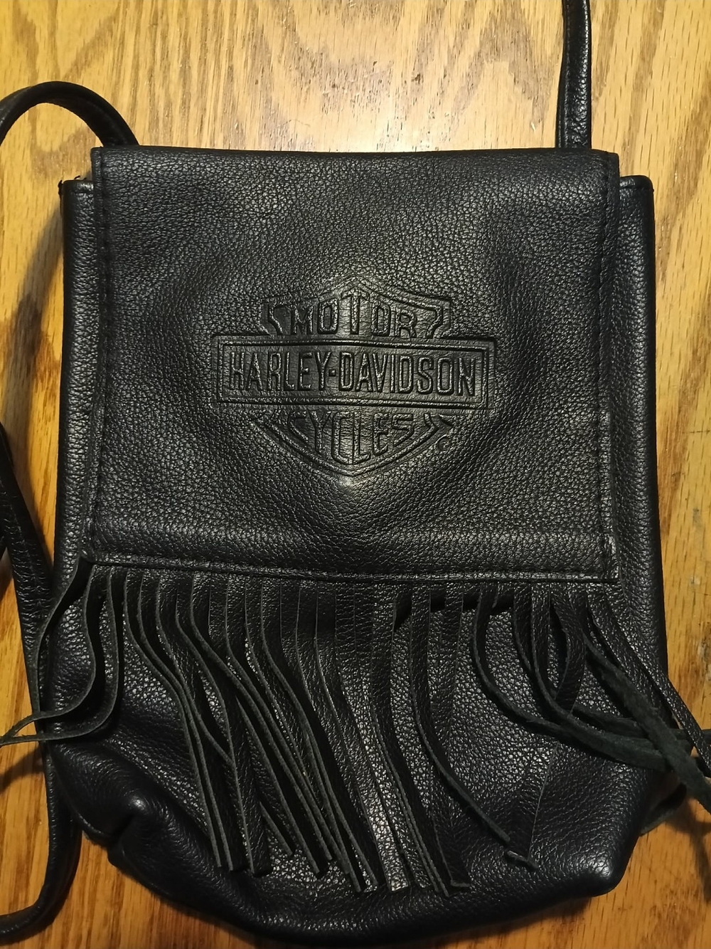 Harley-Davidson Black Leather Fringe Crossbody Bag